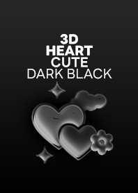 3D INFLATED HEART CUTE [BW DARK BLACK]