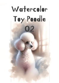 水彩畫中的可愛玩具貴賓犬 02