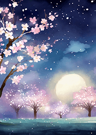 Beautiful night cherry blossoms#1446