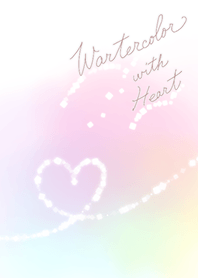 水彩にキラキラハート