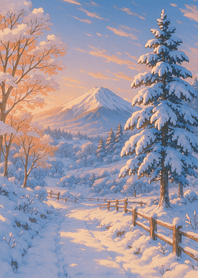 Snowy Mountain Path Morning Glow