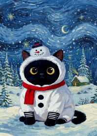 Christmas cat4 ( van Gogh style)
