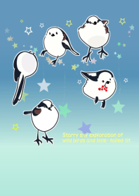 Wild birds, long-tailed tit and stars