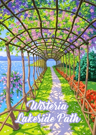 湖畔の花のアーチ