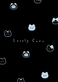 6 cats (pattern)/black, aqua line