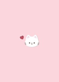 White cat heart beige and pink