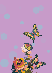 light purple 薔薇と蝶々