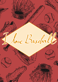 I Love Baseball◆Darkred/Orange◆
