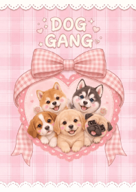 Cute Dog Gang In Pink Background