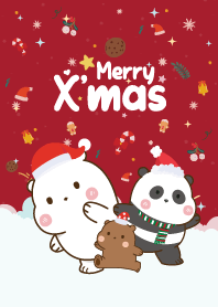 Three Bear Chic Christmas Day Red