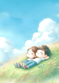 Cute Couple on a Grassy Hill