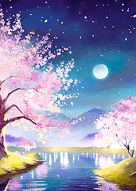 Beautiful night cherry blossoms#48
