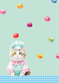 Cat Pastry Chef2  blue green