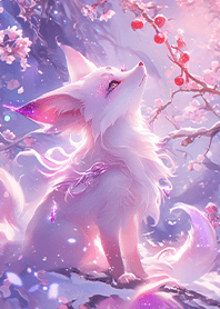 Pink charm fox under the fruit tree