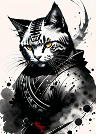 Ink wash cat samurai 7ea607