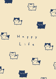 Kawaii Cat / navy beige