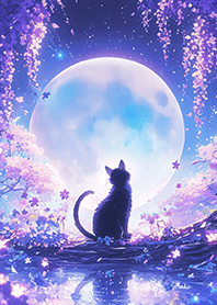 ⭐แมวดำในสวนวิสทีเรียแฟนตาซี❤️สีน้ำเงิน