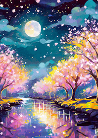 Beautiful night cherry blossoms#601