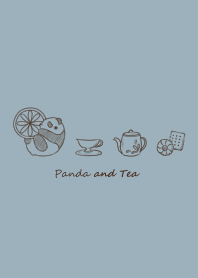 Panda and Tea -blue gray-