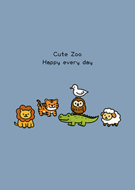 可愛的簡約動物園2(莫蘭迪藍色)