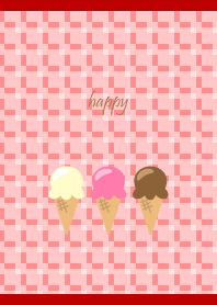 sweet ice cream on red & beige