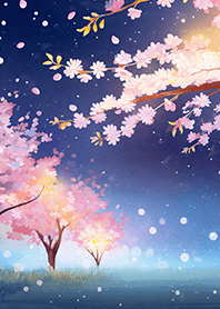 Beautiful night cherry blossoms#1819