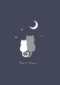 Cat & Moon 2 (snuggling)/ navy begie