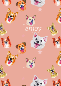 dogs on pink & blue