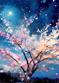 Beautiful night cherry blossoms#1613