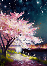 Beautiful night cherry blossoms#136