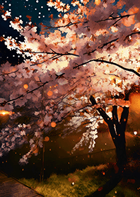 Beautiful night cherry blossoms#623