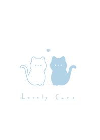 Lovely Cats (line)/ aqua line BW