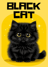 Fluffy Black Cat Sparkling Eye