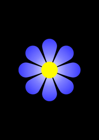 Simple Blue Flower [ Black ] Ver.2