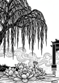 Willow & Lotus (B/W 01)