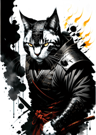 Ink wash cat samurai 6eBFb1