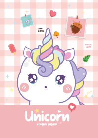 น้องยูนิคอร์น ลายสก๊อต สีกุหลาบ