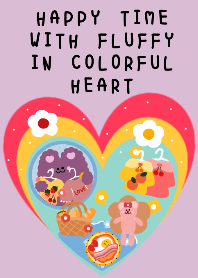 Happy time with Fluffy in colorful heart