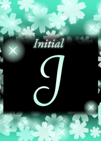 【J】イニシャル❤️お花-ミント×黒-