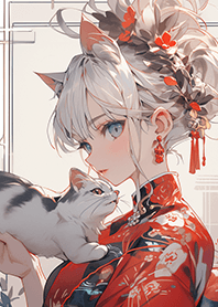 新年媚惑的貓女孩與貓❤