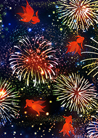 goldfish & colorful fireworks from Japan