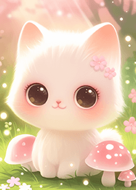 Dreamy forest healing cute kitten