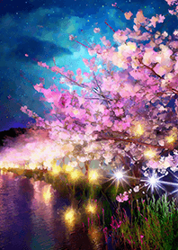 Beautiful night cherry blossoms#120