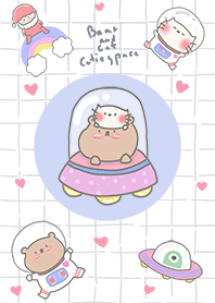 bear and cat cutie space : purple
