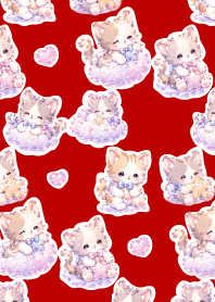 Cat Paradise red & beige