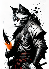 Ink wash cat samurai 15a377