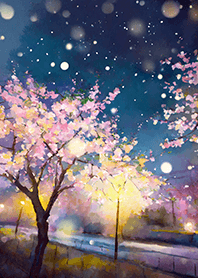 Beautiful night cherry blossoms#1772