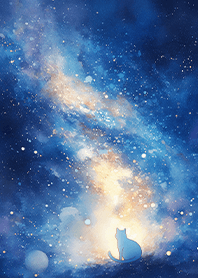Dreamy galaxy white cat JP