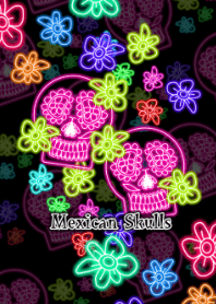 Mexican Skulls -Flashy neon pink-