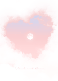 ハート雲と満月 - ブルー & ピンク 07